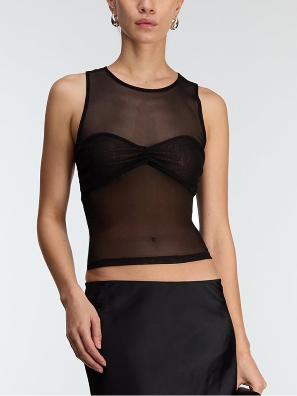 Oak + Fort mesh black tank top